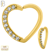14-TH12 - 14k Yellow Gold Heart with Prong Set Cubic Zirconia Row Helix Hoop - Yellow Gold image