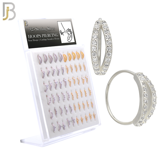 PK-CT9MX1-SG60 - Silver and Gold Plated - 925 Sterling Silver Six Different Designs Nose Hoop - Pack of 60 image 0