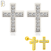925-ES368 - Screw Ball Back - .925 Sterling Silver Cross Stud Earrings - Small image 0