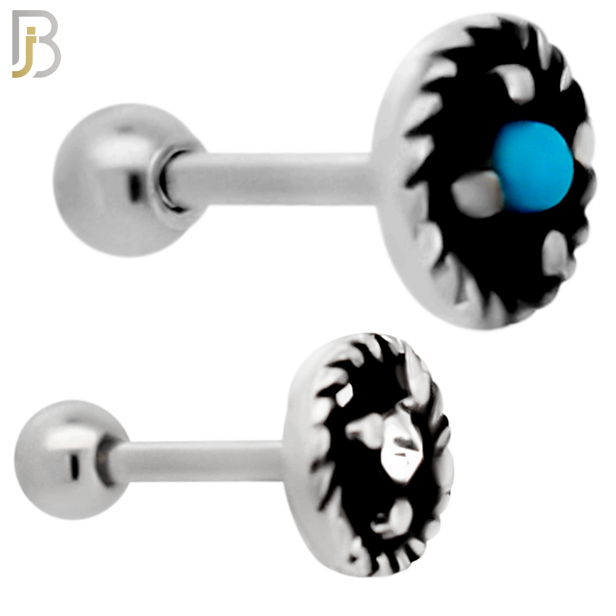TB119 - 316L Stainless Steel Wheel Tragus/Cartilage Barbell (PACK OF 6) image 0