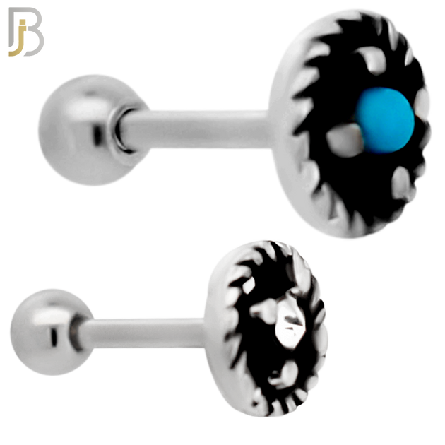TB119 - 316L Stainless Steel Wheel Tragus/Cartilage Barbell (PACK OF 6) image 0