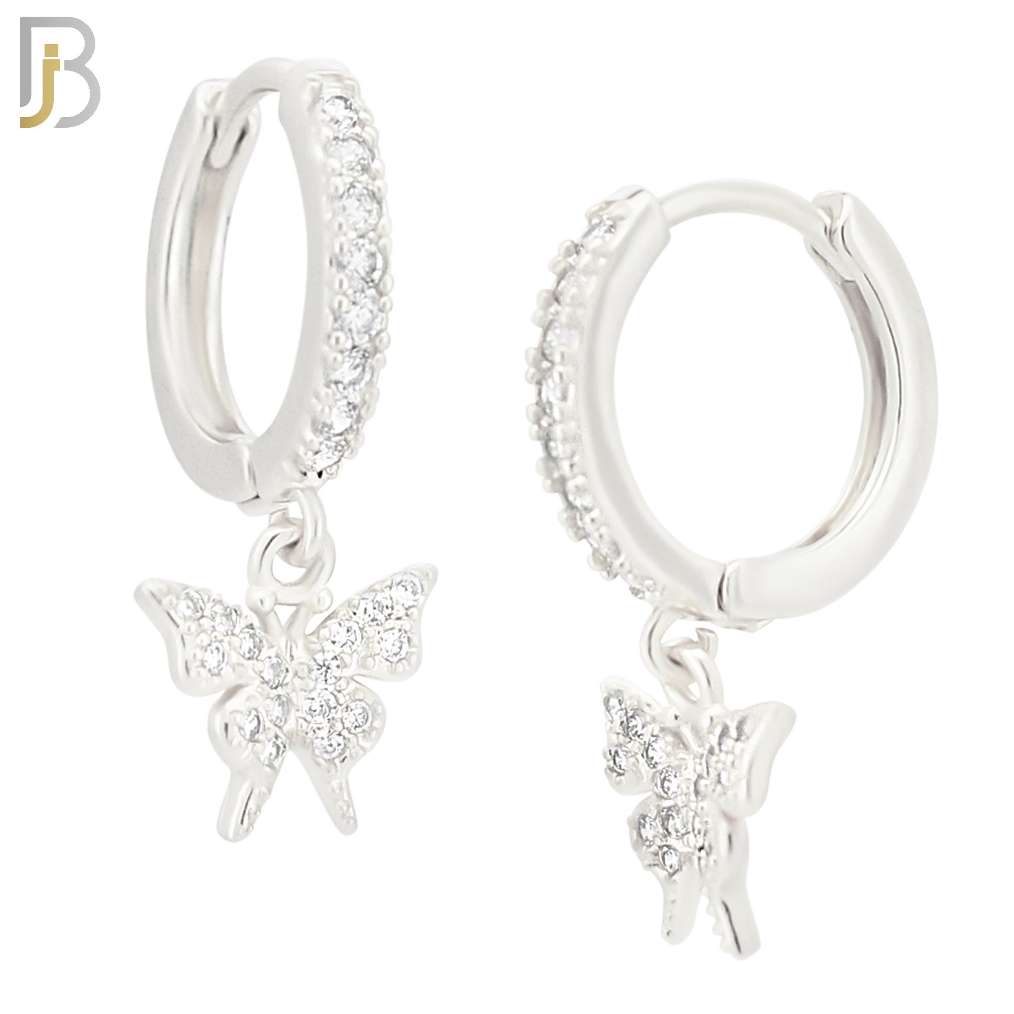 ES169 - 316L Stainless Steel Dangling Butterfly Zircon Design Huggies Clip On image 1