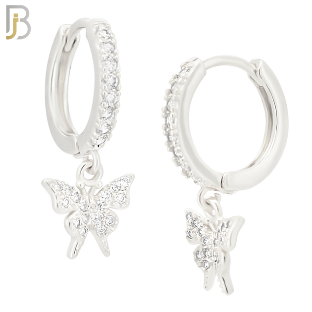 ES169 - 316L Stainless Steel Dangling Butterfly Zircon Design Huggies Clip On image 1