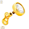 14-G23G-DM03 - G23 Titanium Gold Plated Anchor with 14k Gold Top with Bezel Set Rose Cut Lab Diamond Dermal - Internally Threaded - 4.5mm image