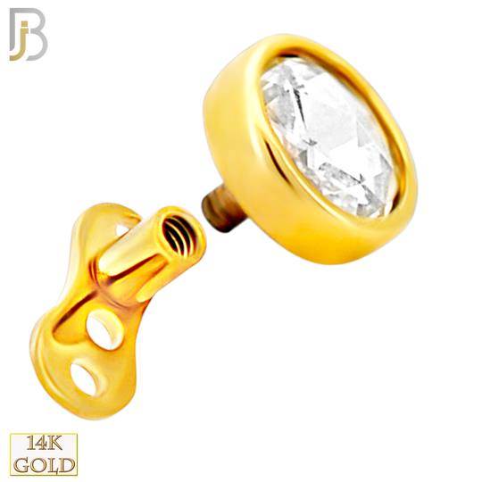 14-G23G-DM03 - G23 Titanium Gold Plated Anchor with 14k Gold Top with Bezel Set Rose Cut Lab Diamond Dermal - Internally Threaded - 4.5mm image