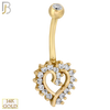 14-NB12 - 14k Solid Gold Banana Belly Ring with  11mm Heart Design image 0