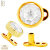 14-G23G-DM03 - G23 Titanium Gold Plated Anchor with 14k Gold Top with Bezel Set Rose Cut Lab Diamond Dermal - Internally Threaded image 5