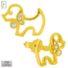 925-ES373 - .925 Sterling Silver Hollow Dog with CZ Stud Earrings image 2