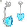 NB64 - 316L Stainless Steel Banana Belly Ring with Prong Set 8mm Heart Shaped Cubic Zirconia image 3