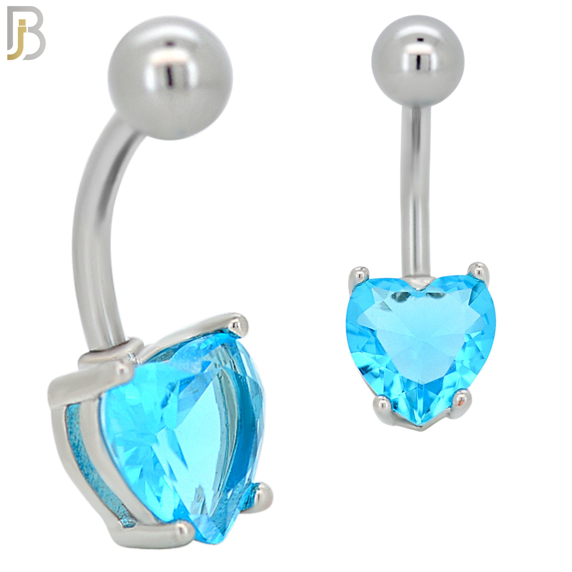 NB64 - 316L Stainless Steel Banana Belly Ring with Prong Set 8mm Heart Shaped Cubic Zirconia image 3