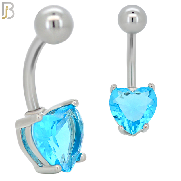 NB64 - 316L Stainless Steel Banana Belly Ring with Prong Set 8mm Heart Shaped Cubic Zirconia image 3