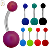 PK-NB102 - 316L Surgical Steel Different Color Balls Designs Banana Belly Ring Pack of 40 image 1