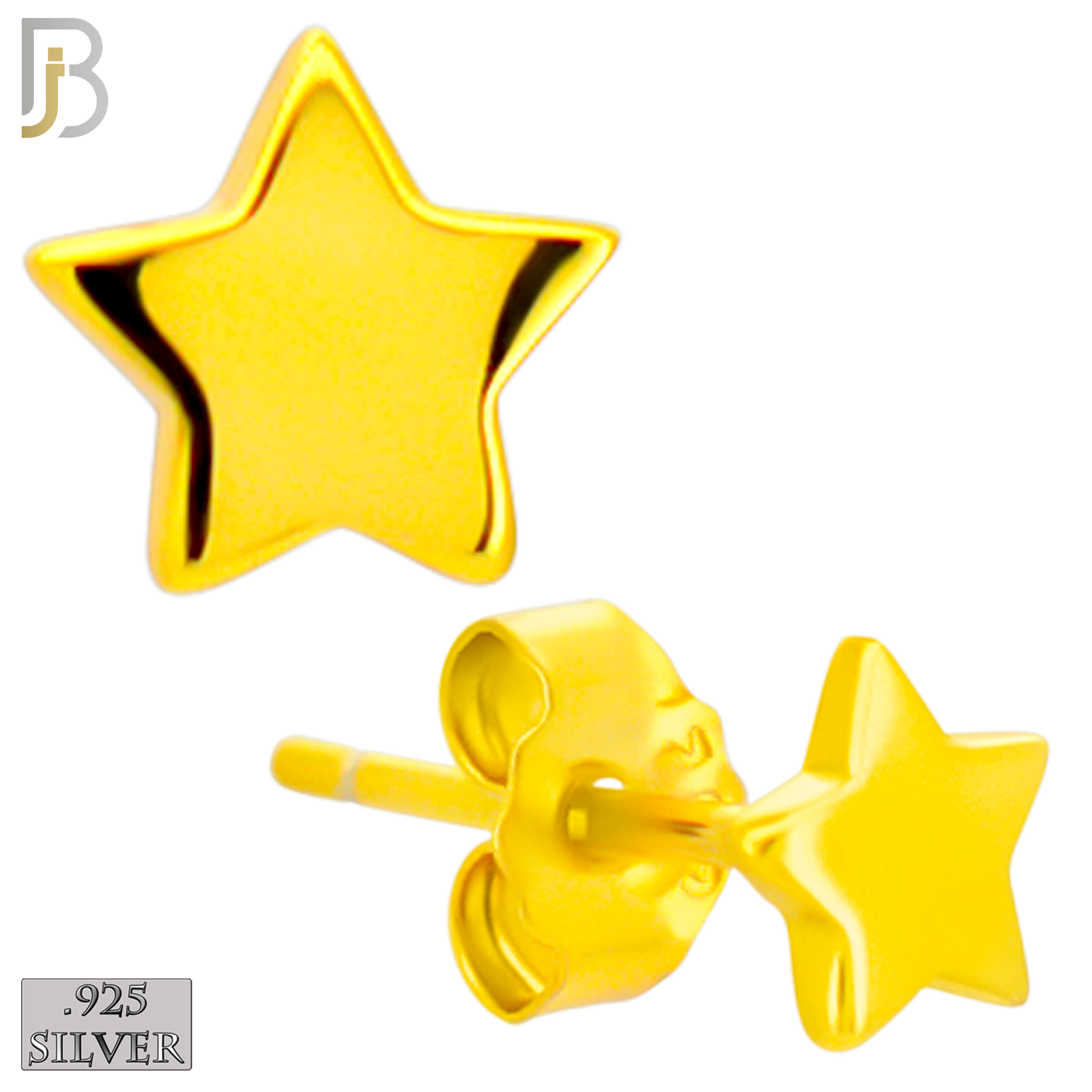 925-ES512 - 925 Sterling Silver Star Design Earrings (Butterfly Backing) image 2