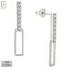 925-ES380 - .925 Sterling Silver Straight Double Bars with CZ Stud Earrings image 1