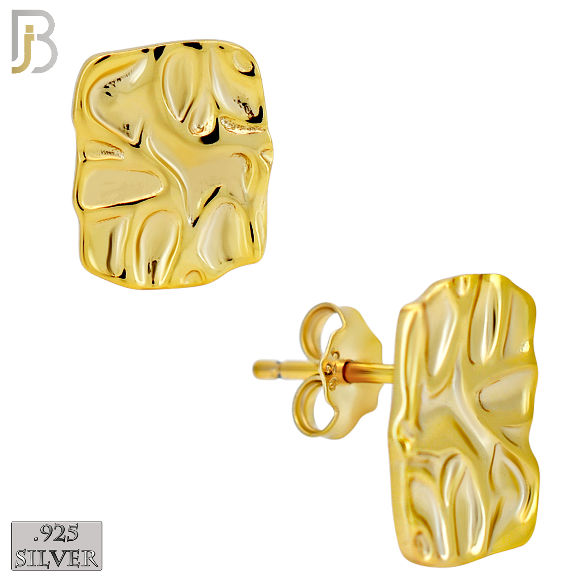 925-ES518 - 925 Sterling Silver Flat (Thin) Rectangle Nugget Push Back Earrings image 4