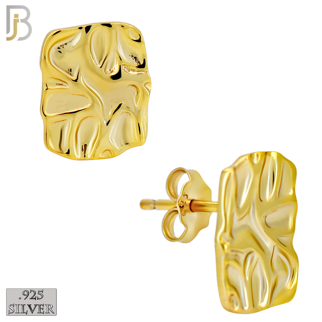 925-ES518 - 925 Sterling Silver Flat (Thin) Rectangle Nugget Push Back Earrings image 4