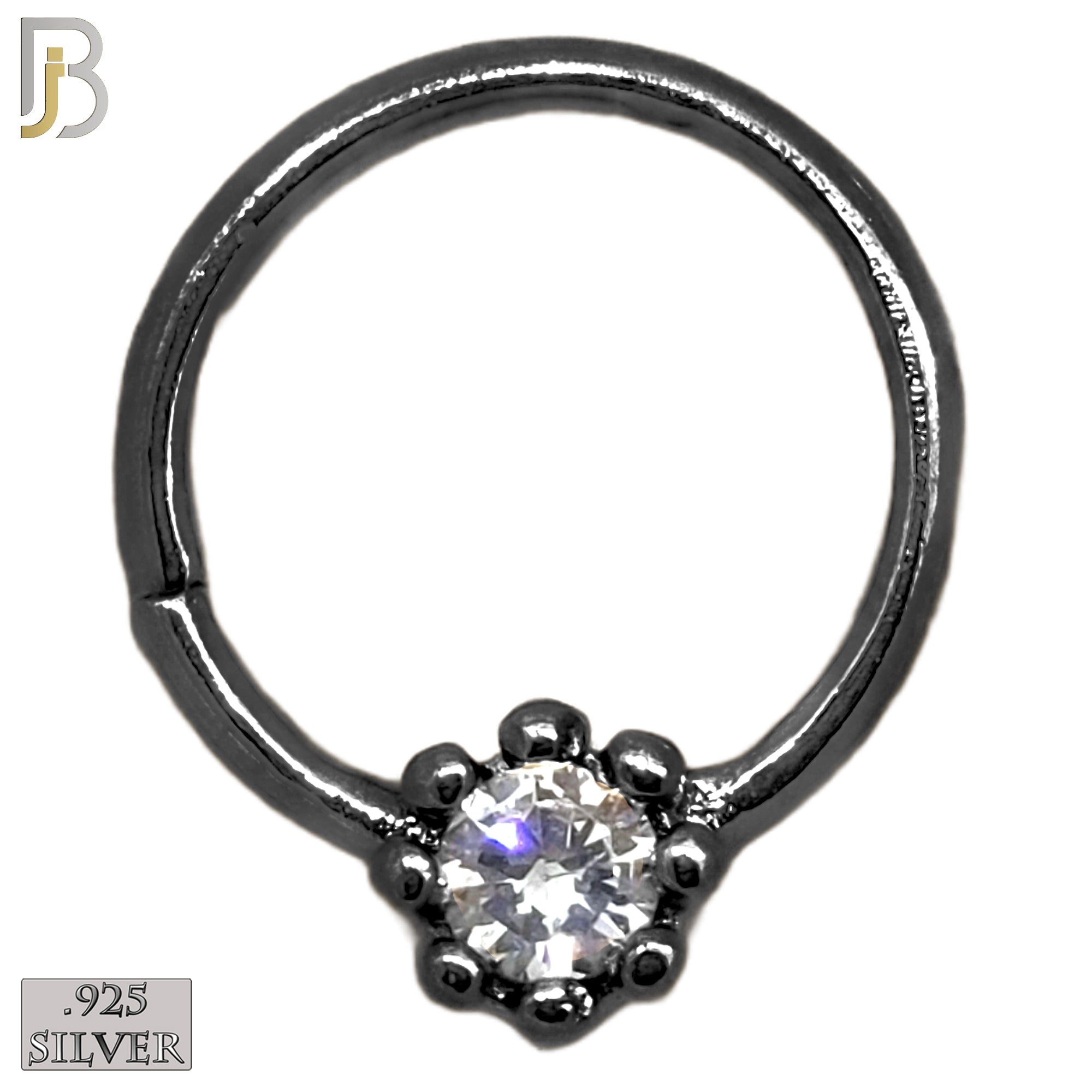 TH03-9 - 925 Sterling Silver 18g Thickness Bezel Set Tragus Hoops Piercing (PACK OF 6) image 3