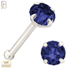 14-NR01CWS - 20g 14k White Gold Nose Bone with Blue Sapphire Colored CZ - 3mm image