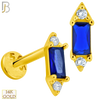14-LB65 - 14k Yellow Gold Labret with Colored Baguette Zircon Center image