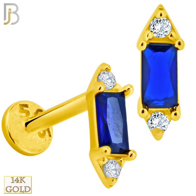 14-LB65 - 14k Yellow Gold Labret with Colored Baguette Zircon Center image