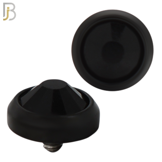 DM01KK -  Black Plated Surgical Steel Dermal Bezel Black Cubic Zirconia 1.2mm Screw Top (PACK OF 6) image 6