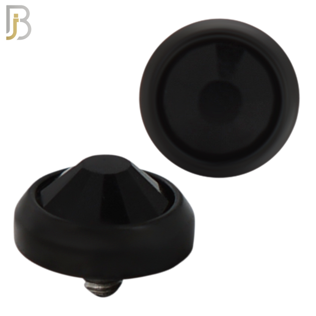 DM01KK -  Black Plated Surgical Steel Dermal Bezel Black Cubic Zirconia 1.2mm Screw Top (PACK OF 6) image 6