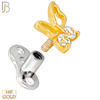 14-G23-DM15 - 14k Titanium Anchor and 14k Gold Top Butterfly with Cubic Zirconia Dermal - Internally Threaded image 1