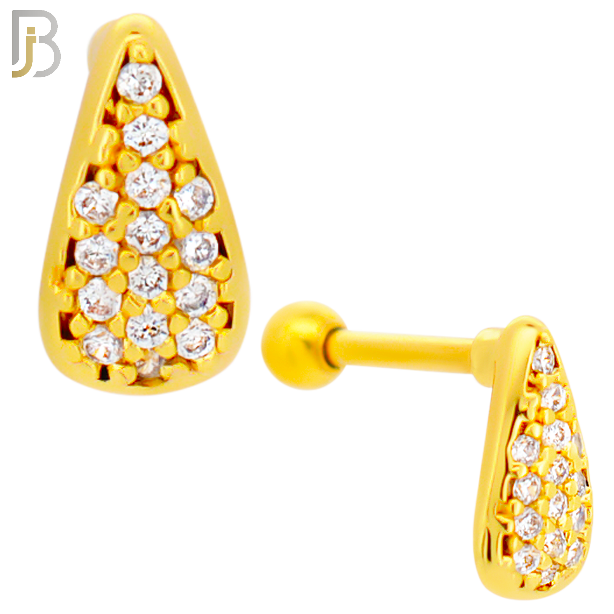 TB14 - 316L Surgical Steel Teardrops Design with Zircon Tragus Barbell Cartilage Piercing Screw Ball (PACK OF 6) image 2