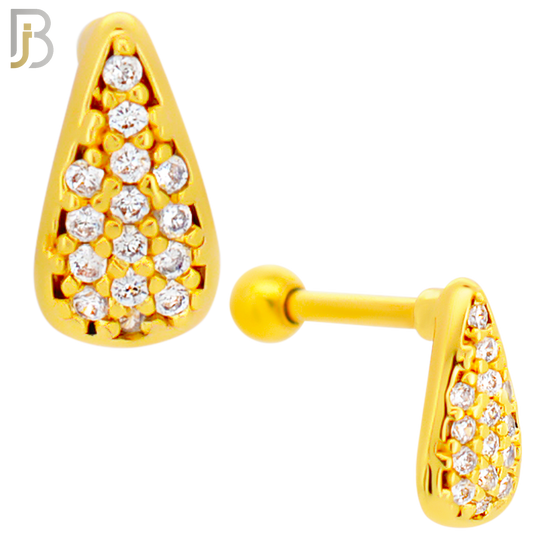 TB14 - 316L Surgical Steel Teardrops Design with Zircon Tragus Barbell Cartilage Piercing Screw Ball (PACK OF 6) image 2