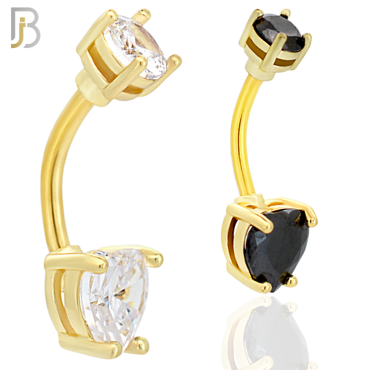 NB06G - 316L Stainless Steel Gold Plated Heart Prong Setting Zircon  Banana Belly Navel Ring (PACK OF 6) image 0