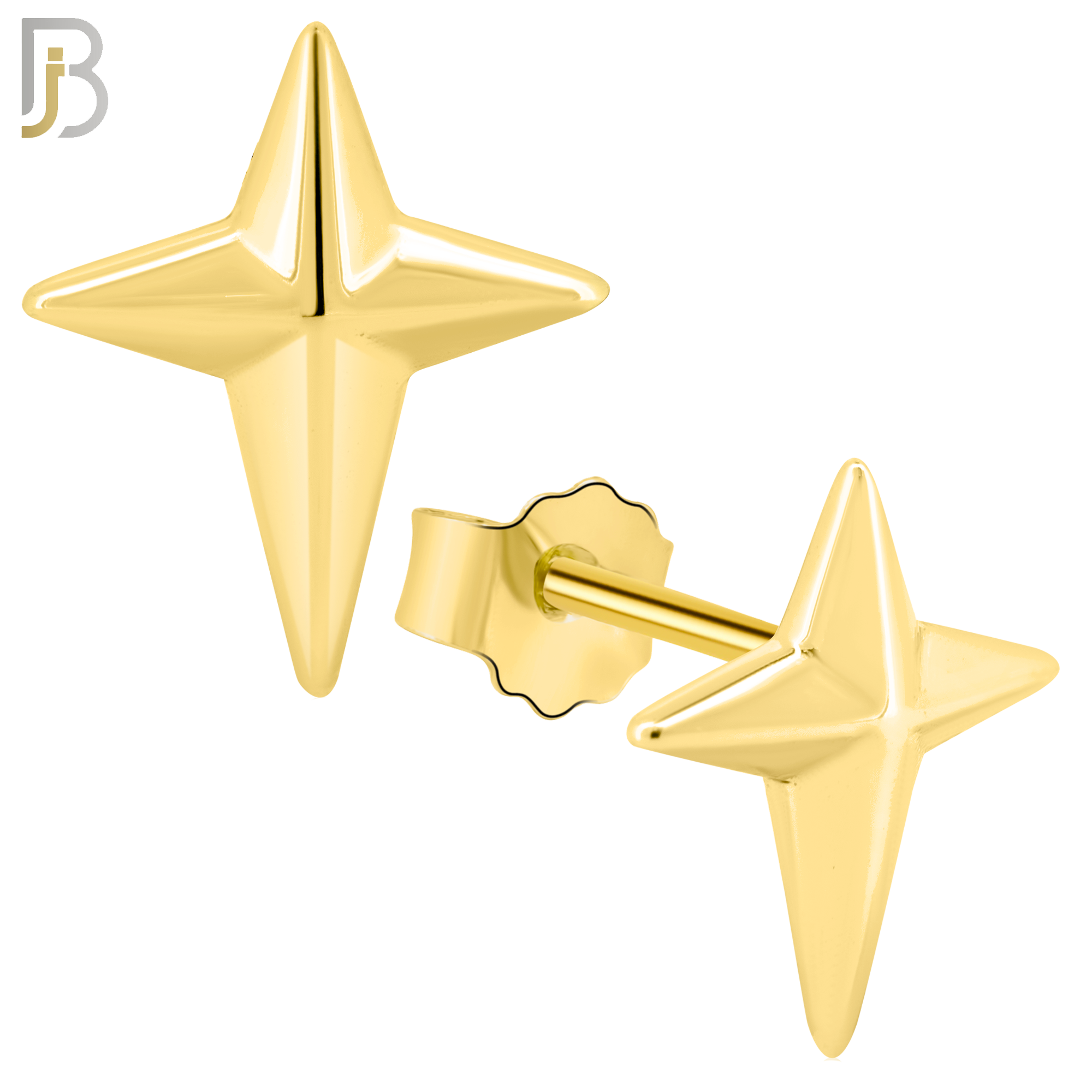 925-ES264 - .925 Sterling Silver Pointed Cross Design Earrings Stud image 2