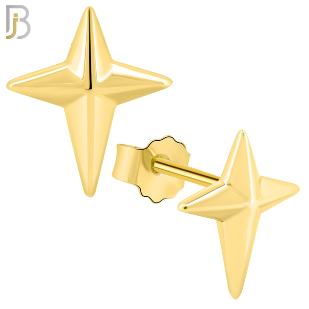 925-ES264 - .925 Sterling Silver Pointed Cross Design Earrings Stud image 2