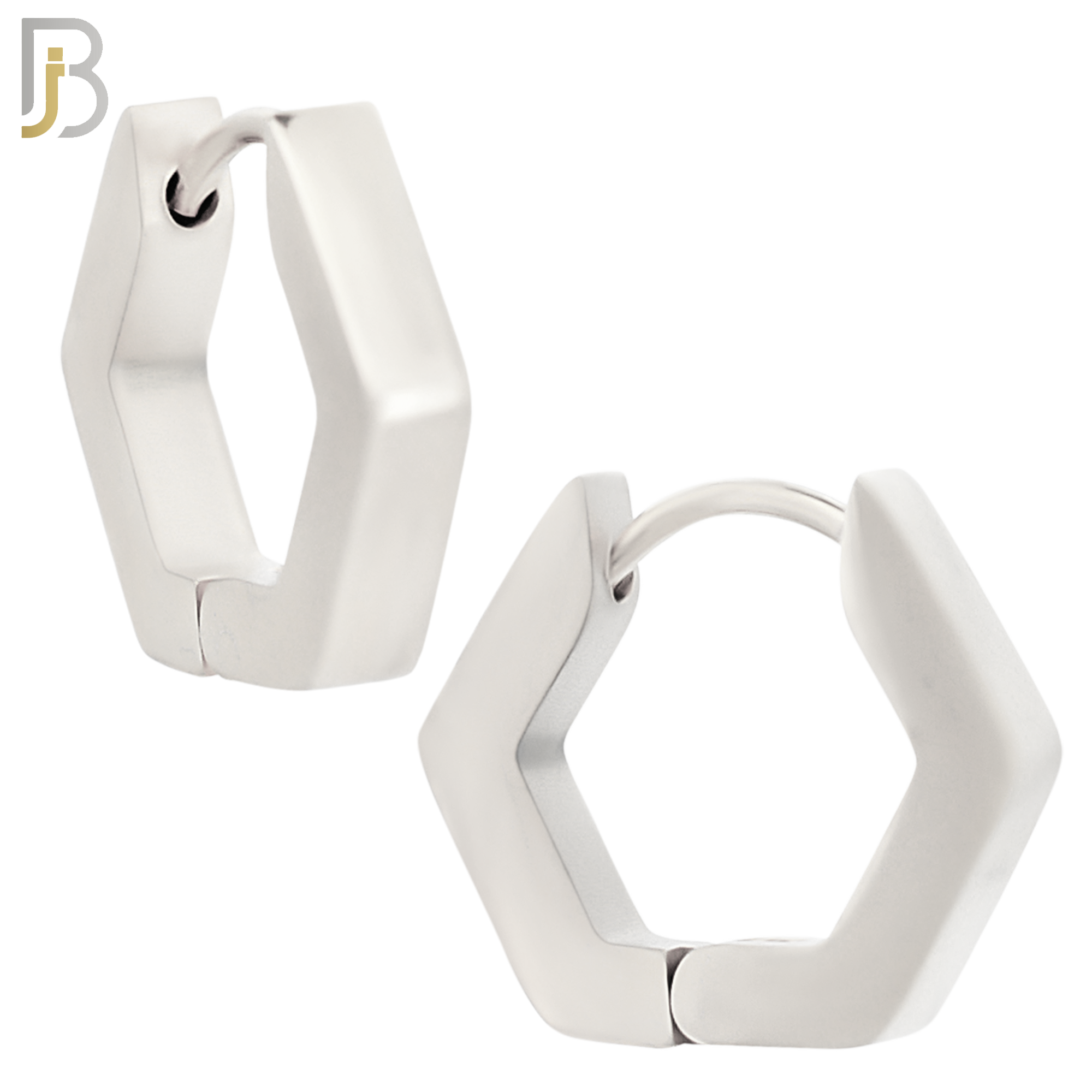 ES170 - 316L Stainless Steel Plain Huggies Hexagon Shape Clip On image 1
