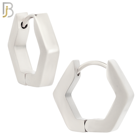 ES170 - 316L Stainless Steel Plain Huggies Hexagon Shape Clip On image 1