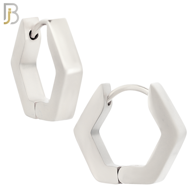 ES170 - 316L Stainless Steel Plain Huggies Hexagon Shape Clip On image 1