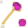 14-NR01YPS-22 - 22g - 14k Yellow Gold Nose Bone with Pink Sapphire in Prong Setting image 2