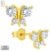 925-ES61 - .925 Sterling Silver Butterfly Design Zircon Earring Stud image 2