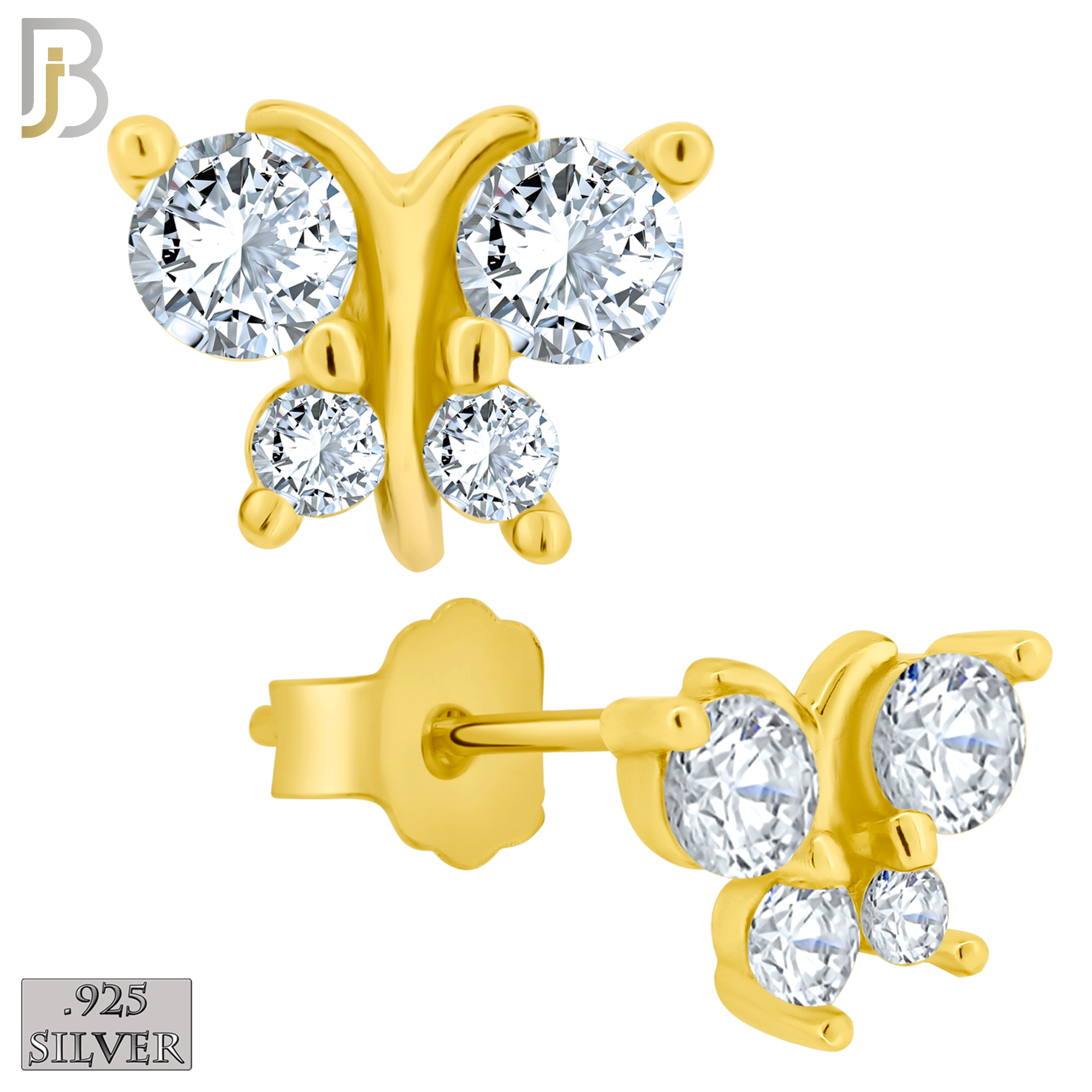 925-ES61 - .925 Sterling Silver Butterfly Design Zircon Earring Stud image 2