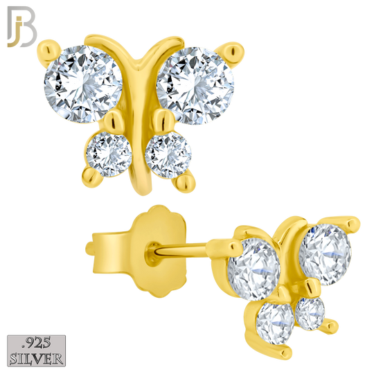 925-ES61 - .925 Sterling Silver Butterfly Design Zircon Earring Stud image 2