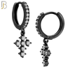 ES115 - 316L Stainless Steel Dangling Cross with Zircon Huggies Clip On image 2