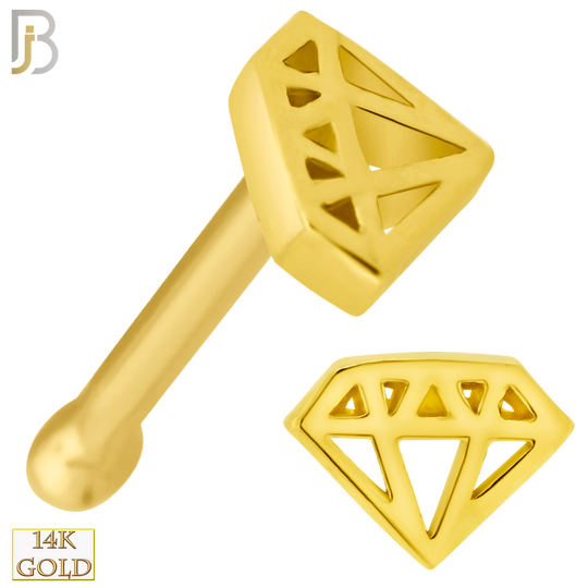 14-NR50B - 14k Solid Gold Nose Bone Diamond Design image 0