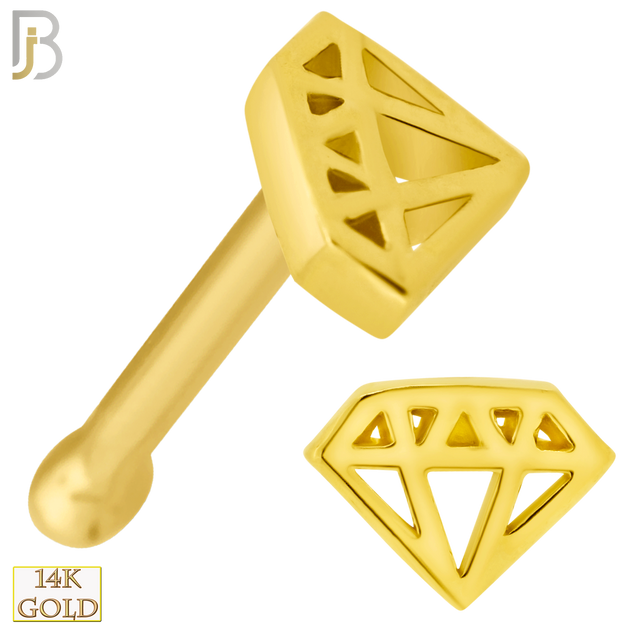 14-NR50B - 14k Solid Gold Nose Bone Diamond Design image 0