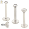 LB07S - 316L Surgical Steel Bar Press Fit Zircon Bezel Monroe Labret Screw Internally Threaded  Flat Back (PACK OF 6) image 0