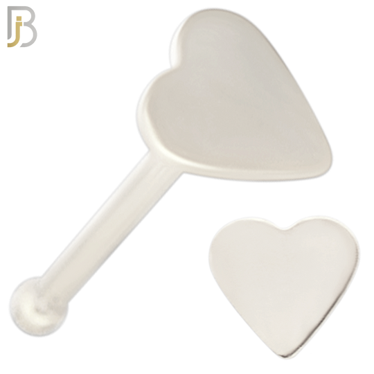 NR24B - 316L Surgical Steel Nose Bone Plain Solid Heart Design (PACK OF 6) image 1
