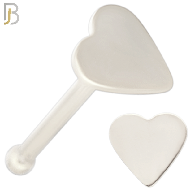 NR24B - 316L Surgical Steel Nose Bone Plain Solid Heart Design (PACK OF 6) image 1