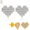 925-ES228 – 925 Sterling Silver Pixelated Heart Design Earring Stud with Multi Zircon image 0
