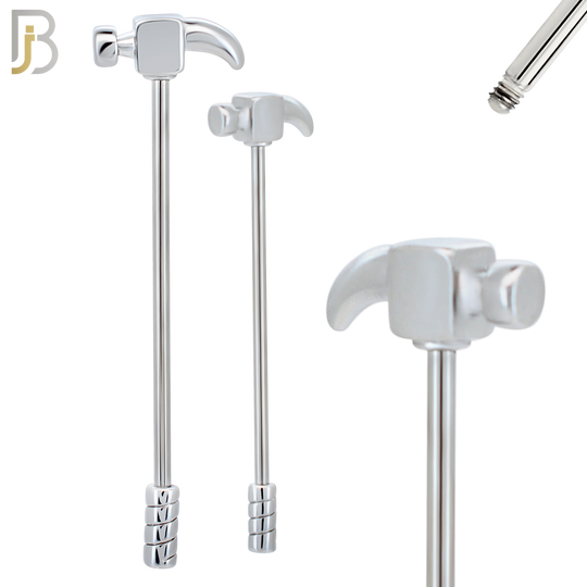 BB09 - 316L Surgical Steel Screw Barbell Hammer Design Industrial (PACK OF 4) image 1