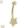 14-NB16 - 14k Solid Gold Banana Belly Ring with  8mm Star Design image 0