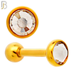 TB118GC -  Gold Plated Clear Color 316L Stainless Steel Bezel Tragus/Cartilage Barbell (PACK OF 6) image 2