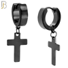 ES14 - 316L Stainless Steel Dangling Cross Design Huggies Clip On image 3